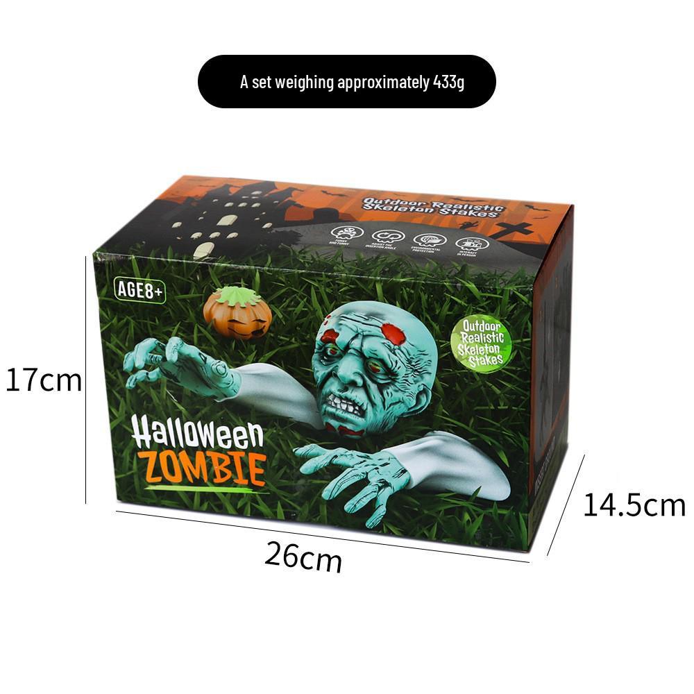 Halloween Skull & Skeleton Stake Set: 3-Piece Hand Bones & Head Decoration for Festive Props