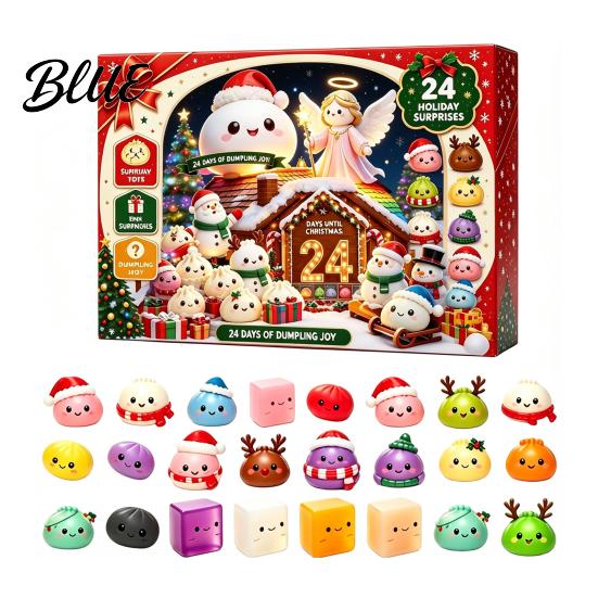 Soft Silicone Figurine Christmas Squeeze Advent Calendar 2026, 24 Days Mini Dumpling Creative Box Figures Countdown Calendar, Stress Relief
