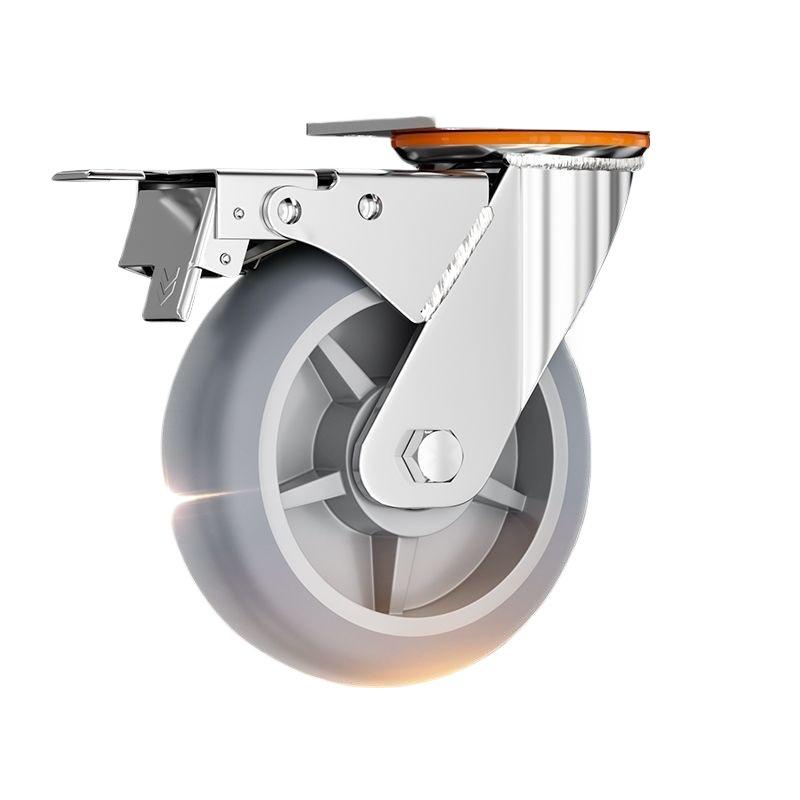45-68 Inch Silent Heavy-Duty TPR Rubber Caster Wheel with Brake for Flat Cart/Trailer