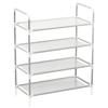 VidaXL Shoe Rack 4 Shelves Metal and Non-woven Fabric Silvery 330042