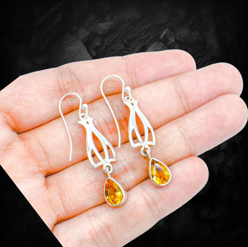 Natural Citrine Drop Earrings: 925 Sterling Silver Jewelry