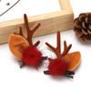 Japanese & Korean Style Flocked Coral Antler Ears Hair Clip for Christmas Photo Shoots