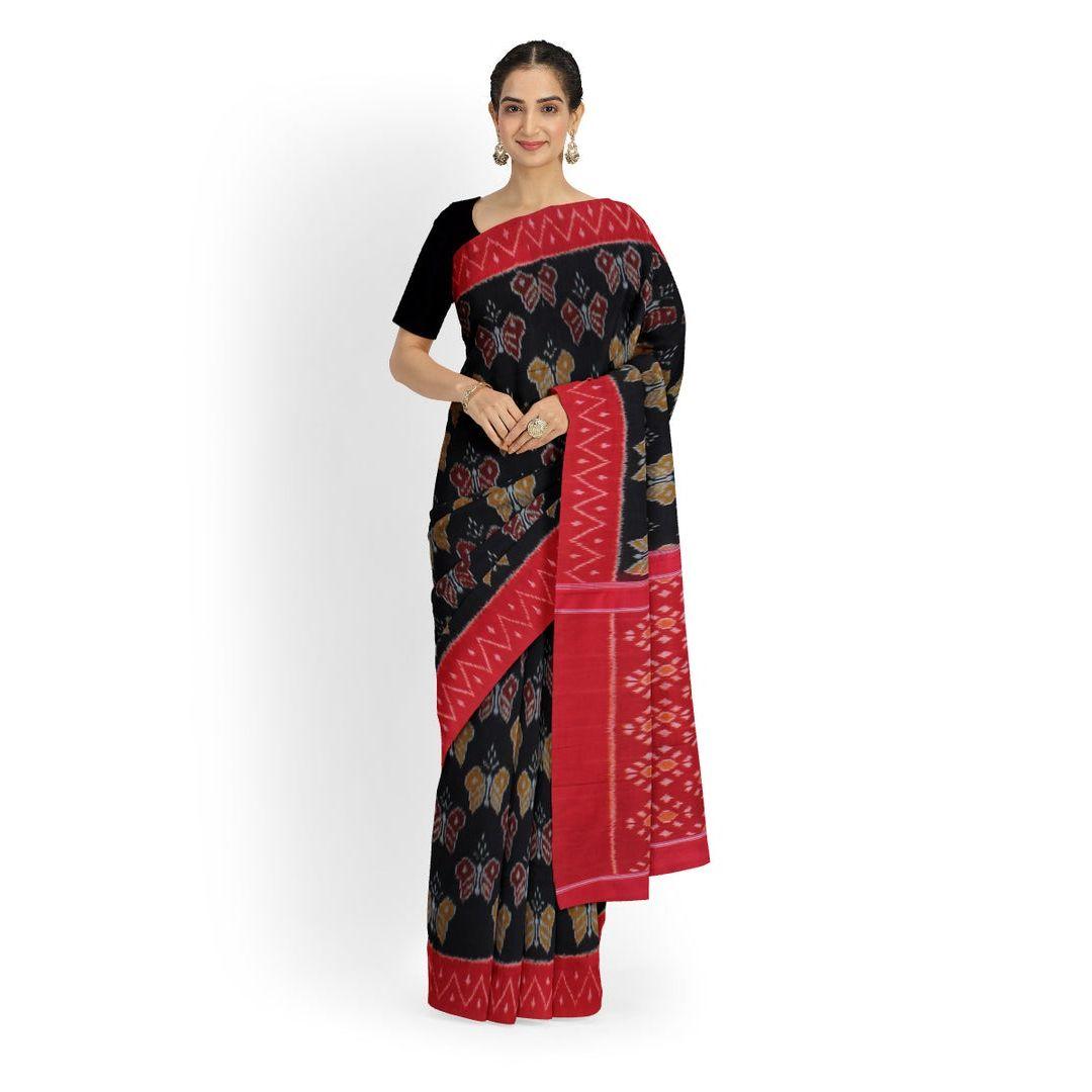 Exclusive Designer Linen Cotton Digital Print Saree – Premium Elegant Edition чёрный
