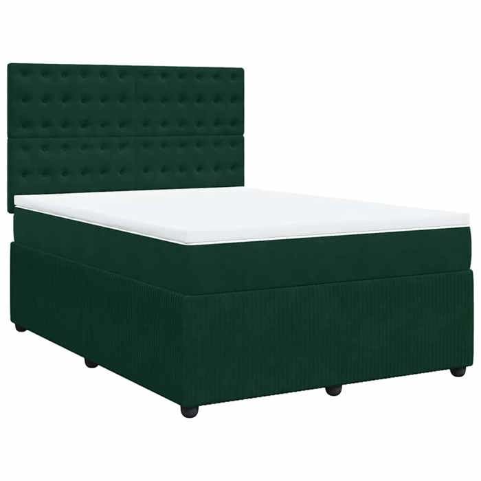 Maison Exclusive - Sommier à lattes de lit et matelas Vert foncé 140x190cm Velours