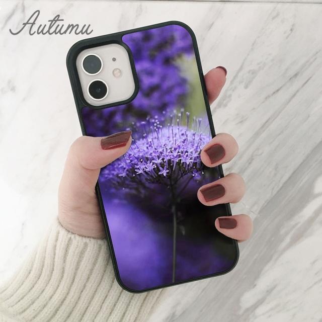 Purple Flower Phone Case for iPhone 11 12 13 14 Pro Max Mini X XR XS SE 2020 5 6S 7 8 Plus Samsung Galaxy S21 S22 Cover Shell