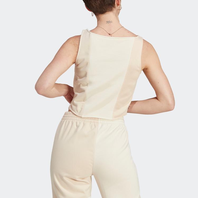 Adidas Originals Trefoil Corset Top Letter Logo Print Sports Tank Women Tops White IB5745