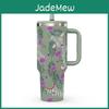 40oz Large Capacity Butterfly Insulated Travel Mug With Handle And Straw For Outdoor Use