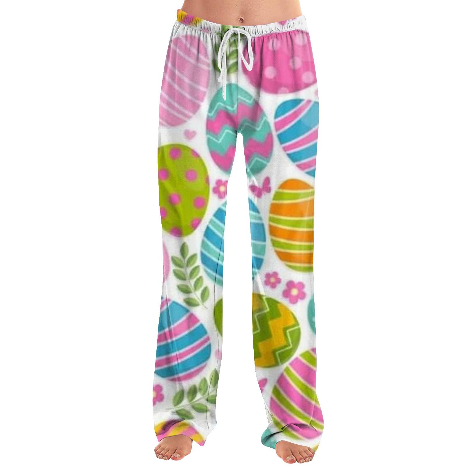 

Женские модные свободные повседневные брюки с пасхальным принтом XXL синий