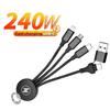 3 In 2 USB Fast Charging Cable Multi Charger Cord Nylon Braided Type C Micro IOS Charging Cable for iPhone Samsung