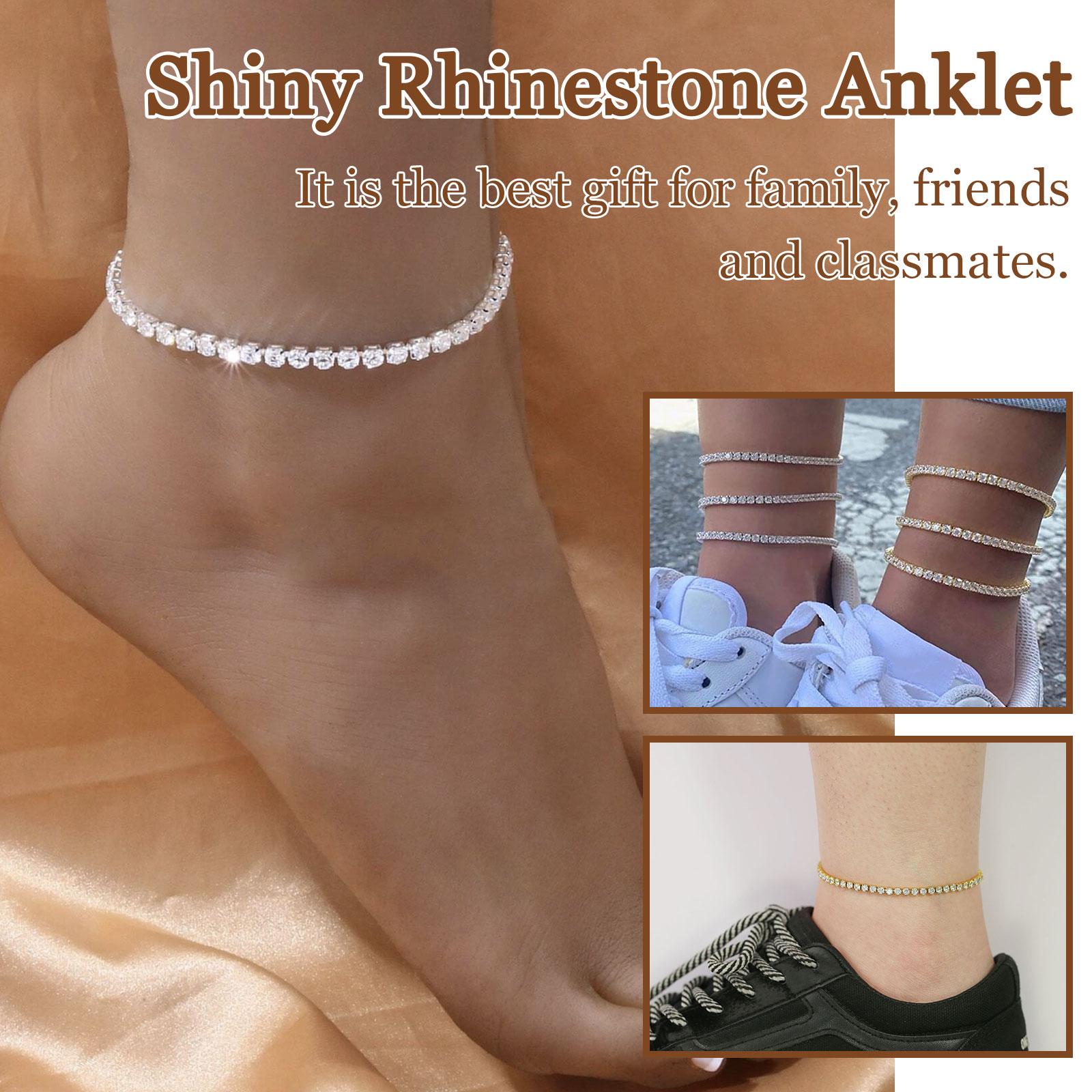 Простые теннисные браслеты со стразами для женщин — фото 11