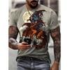 Fashion Design 3D Digital Printing Men's Street Trendy Round Neck Short Sleeved T-shirt