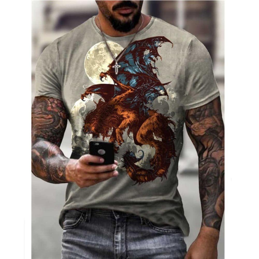 Fashion Design 3D Digital Printing Men's Street Trendy Round Neck Short Sleeved T-shirt