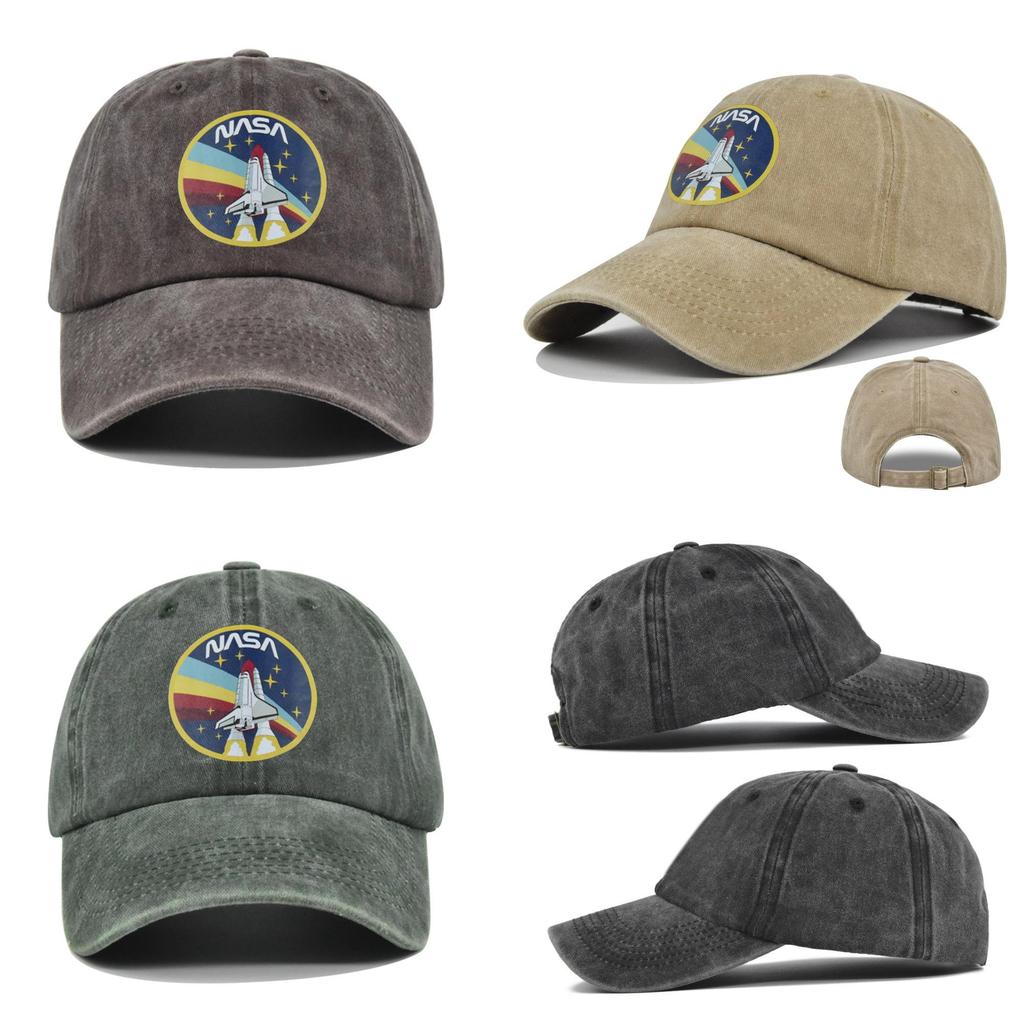 European And American Style Nasa Graffiti Print Baseball Cap Retro Bent Brim Hat Casual Cotton Hat