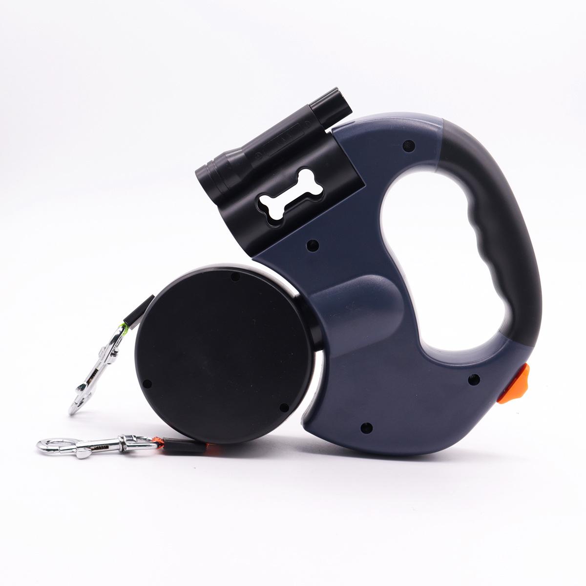Double-Headed Automatic Retractable Pet Leash with Flashlight