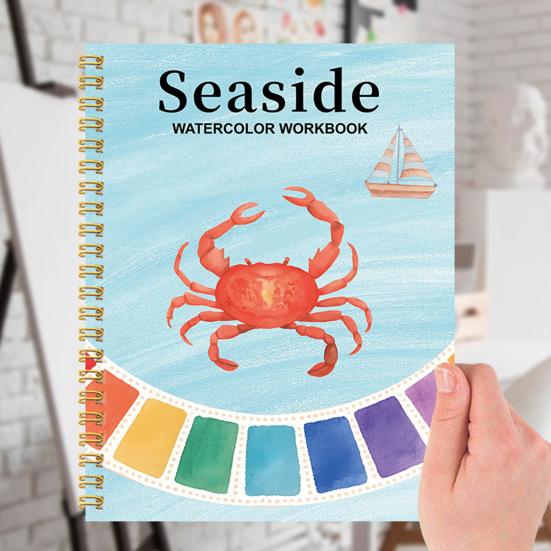 Watercolor Painting Kit for Beginners Step-by-Step Painting Guide with 12 Colors Flower Animal Theme Practice Workbook for Learning Blending