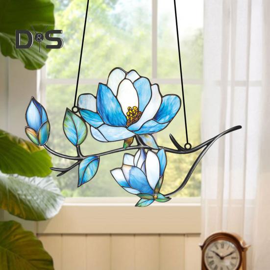 Flower Hanging Decoration Wall Art Window Hanging Ornament Double-Sided Floral Sun Catcher Gift for Nature Lovers