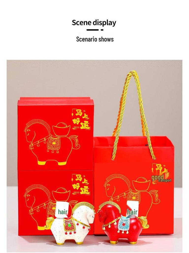 Creative Red Horse Mascot Figurine for Office or Living Room Decoration - Instantly Attracts Wealth