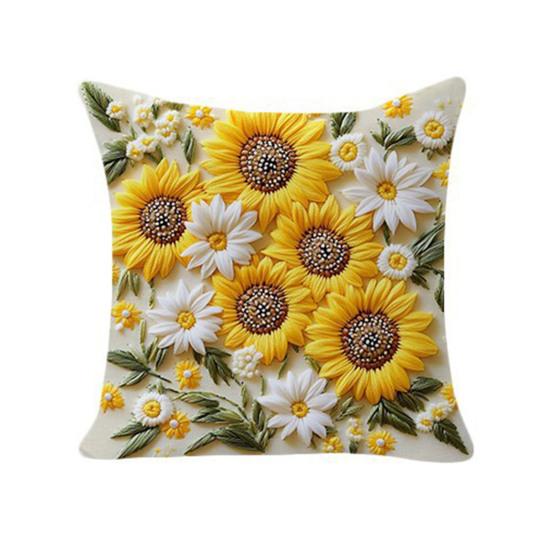 Sunflower Throw Pillow Cover Summer Flowers Cushion Cover Decorative Farmhouse Cushion Case for Home Living Room Couch Bedroom Decor