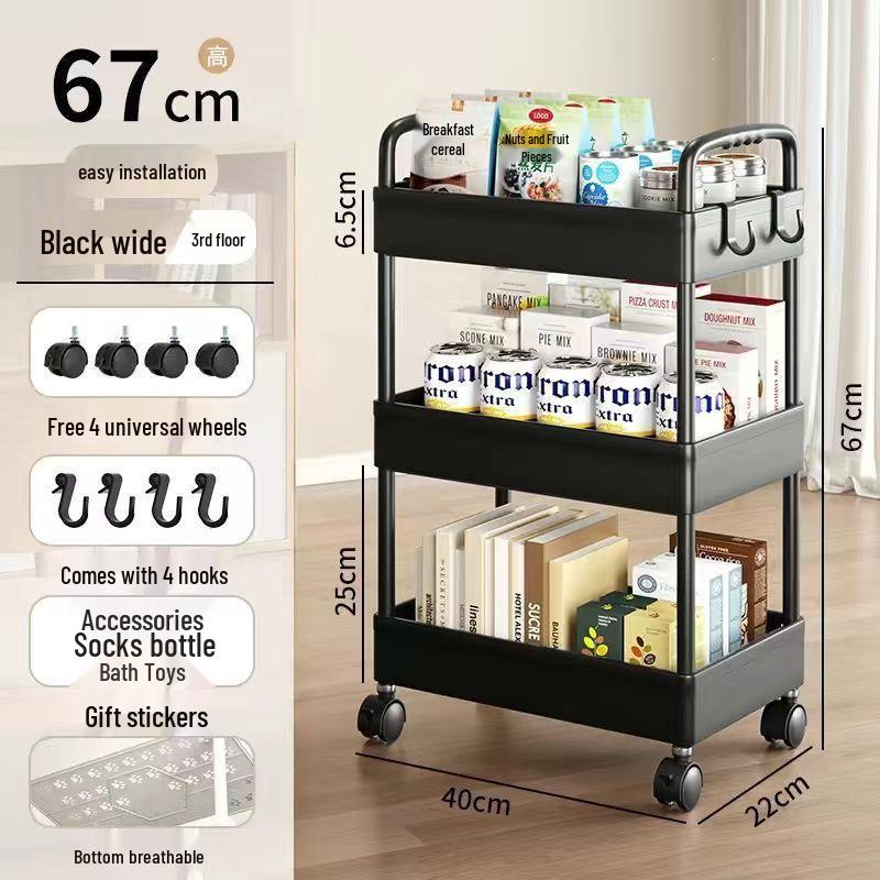 Compact Multi-layer Trolley Storage Rack for Kitchen, Bedroom, and Bathroom
