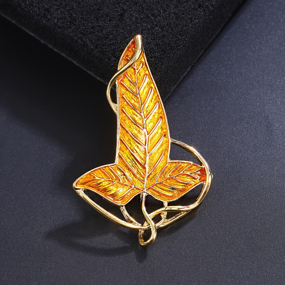 

Elegant Unisex Leaf Brooch - Multicolor Enamel Floral Pin, White K-Plated, Simple Design Accessory жёлтый