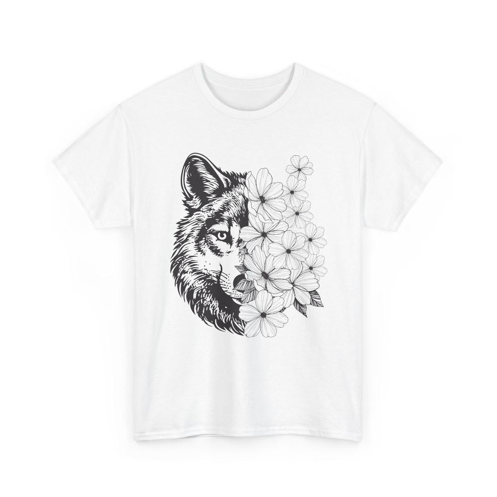 Wolf T-Shirt, Wolf Face Flowers Wolves Animals Lovers Zoo Keeper Shirt Unisex T-Shirt S