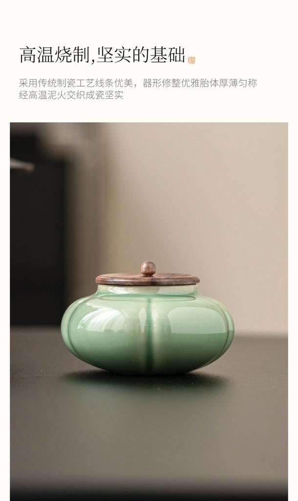 BRCeramic Pumpkin Tea Can Creative Ceramic Sealed General Can Home Kitchen Pu'er Tie Guan Yin Storage Can Tea Ceremony AccessoriesEY