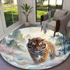 1pc Office Carpet, Stylish Tiger Chair Rug, Living Room Printed Round Rug, Home Chair Floor Mat