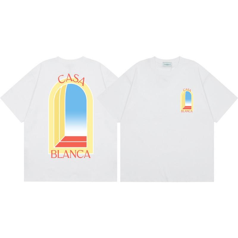 T-shirt Imprimé Casablanca Hommes Femmes Coupe Ample Manches Courtes Haut Décontracté