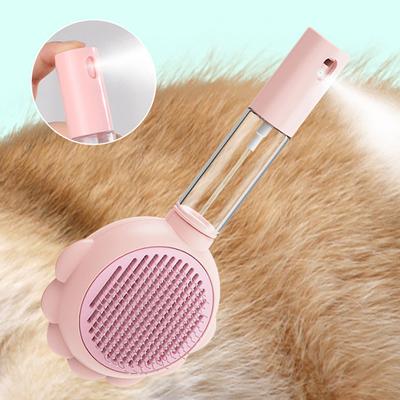 Spazzola Massaggiante Spray per Animali Domestici Cane Gatto 3 in 1 Spray a Vapore a Pulsante Singolo Pieghevole Rotante Spazzola per Bagno Rimozione Peli Galleggianti Pettine
