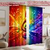 2D flat printing 2pcs Curtain Drapes Music Celebration Colors Digital Printed Polyester Drapes Seasonal Party & Holiday Decor