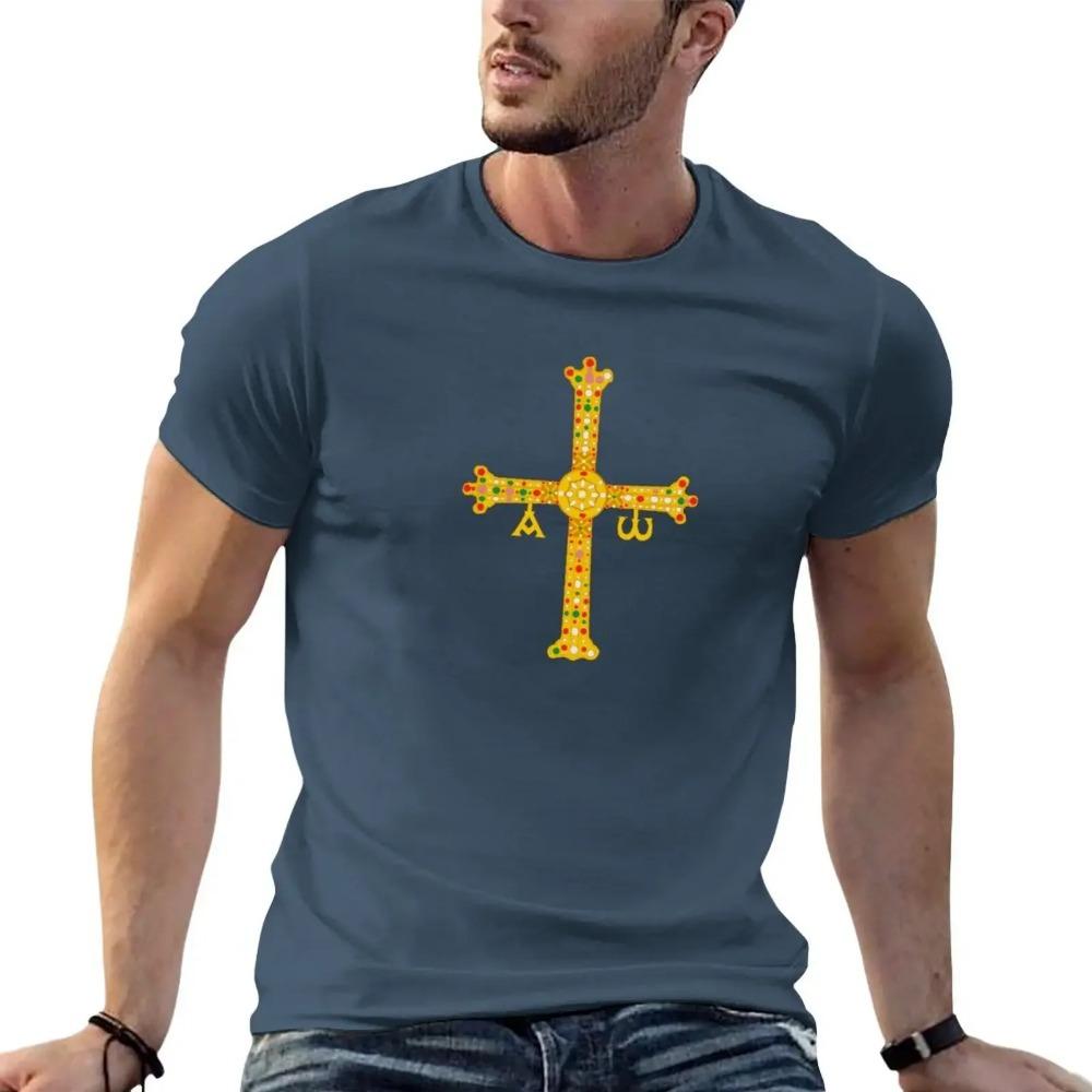 

Cheavyweight Streetwear Anime Clothes New Arrival Round Cruz De Asturias Graphics Plain Anime Summer Top Fitted T Shirts Men M