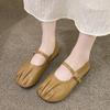 Spring New Flat Shoes for Women Round Head Shallow Mouth Fold Metal Buckle Line with Soft Sole Non-slip Single Shoes