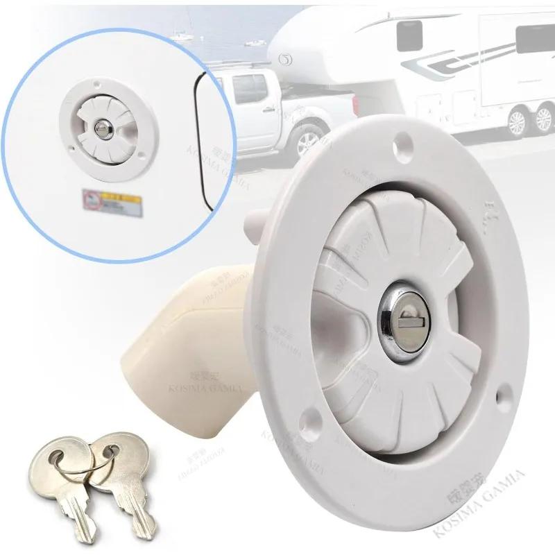 RV Camper Caravan Accessories Gravity Water Inlet With Lock Water Tank Filling Port White For Trailer Boat Leak-Proof Anti-Rust