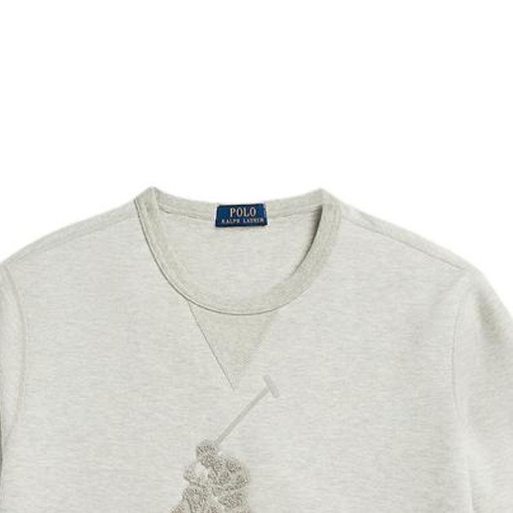 Polo Ralph Lauren Ss24 Equestrian Embroidered Crewneck Knit Casual Sweatshirt Men sweatshirt Light-Heather-Gray MNPOKNI16823444-020