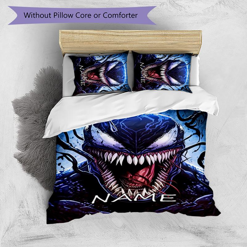 3pcs Venom3 Cover Set - Personalized Name, HD Printed Bedding with 1 Cover and 2 Pillowcases - Perfect for Home Decor, Easy Care