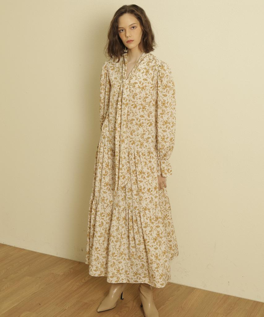 Tina Blossom Wind Beige Dress