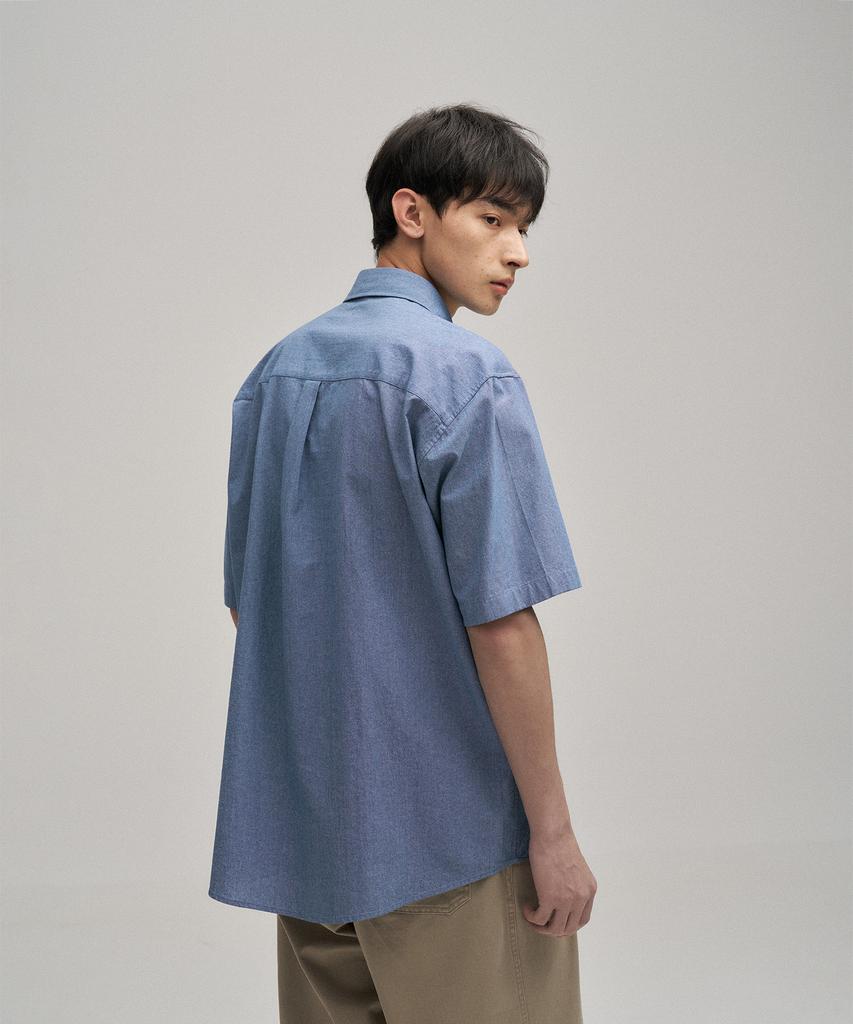 LE TIGRE Oxford Short Sleeve Shirt (Mid Blue)