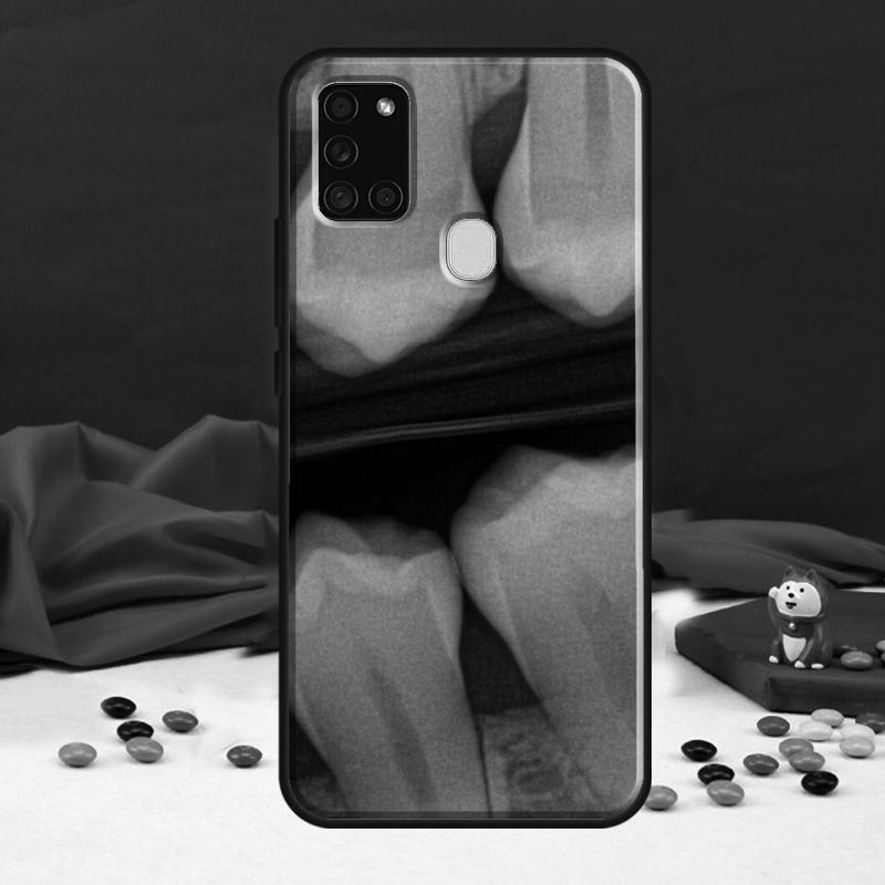 Zahnarzt Zahn Muster Hülle für Samsung Galaxy A34 A54 A14 A12 A22 A32 A52 A51 A71 A50 A53 A73 A13 Rückseite