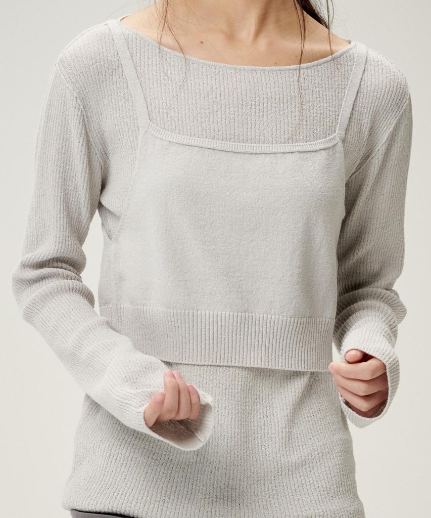 Linte Ribbed Boat Neck Bustier Knit Set