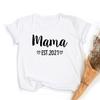 Mama Est Mom Life T Shirt Baby Announcement Slogan Women Fashion Aesthetic Streetwear Mother Gift