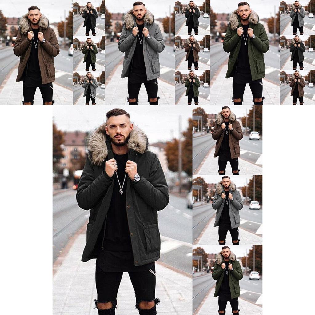 Ultra-warm Men's Winter Parka Jacket With Luxurious Faux Fur Collar