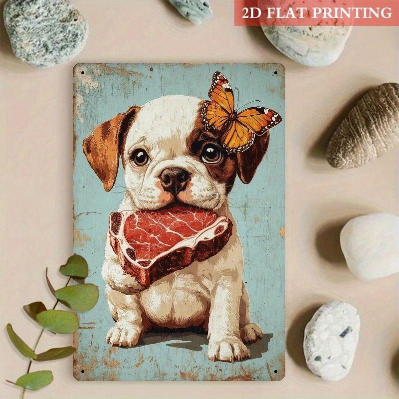 Vintage Style Metal Tin Sign Cute Cats Dogs for Cafe Interior