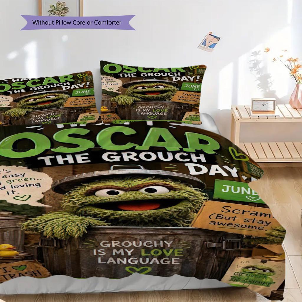 1PC Sesame Street pattern Bedding Quilt Set Quilt Cover Pillowcase Home Decoration Birthday Gift (1 * duvet cover + 2 * pillowcase, without core)