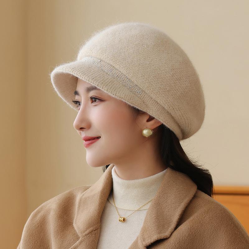 Hat Female Winter Warm Rabbit Hair Beret Cold Protective Ear Wool Hat In The Elderly Hat