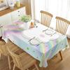 Cartoon White Cloud Rainbow Pattern Tablecloth Cute Cloud Rectangular Table Cover for Party Living Room Dining Room Decoration
