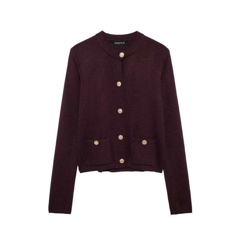 2025 Autumn/Winter New Arrival European & American Style Round Neck Long Sleeve Knit Cardigan