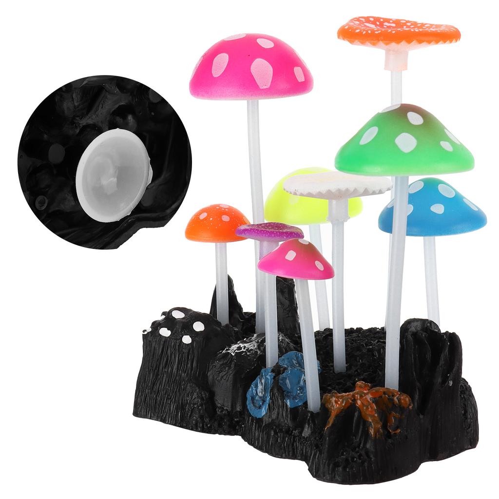 Simulation Mushrooms Aquarium Decoration Glowing Rockery Aquarium Decoration for Fish Landscape