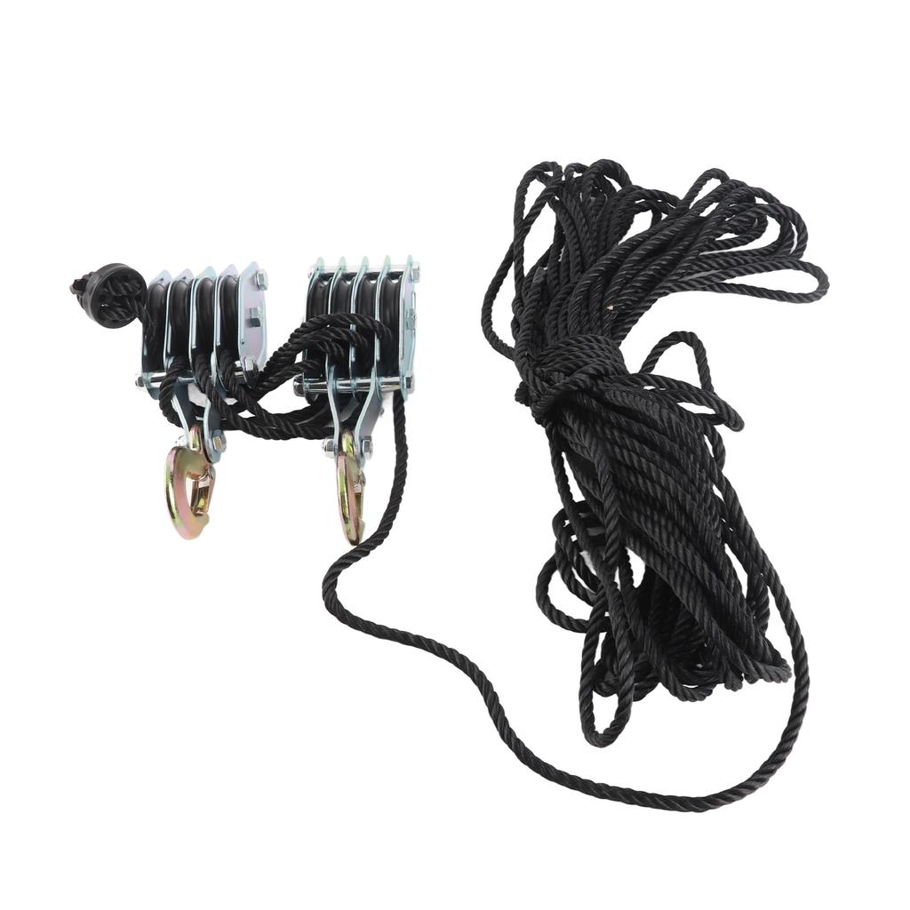 Rope Hoist Pulley System 4400lb 8:1 Ratio Lifting Power Heavy Duty Block Tackle for Lifting Heavy Objects