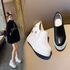 Leather Platform White Shoes Women's 2025 Spring and Autumn Models, Star Versatile Women's Shoes, Height Increase Within 12cm, Waterproof Table Muff
