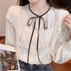 Autumn Winter Womens Tops and Blouses 2022 Cotton Blouse Button Solid Stand Collar Ladies Lace Tops Women Shirts Blusas Feminine